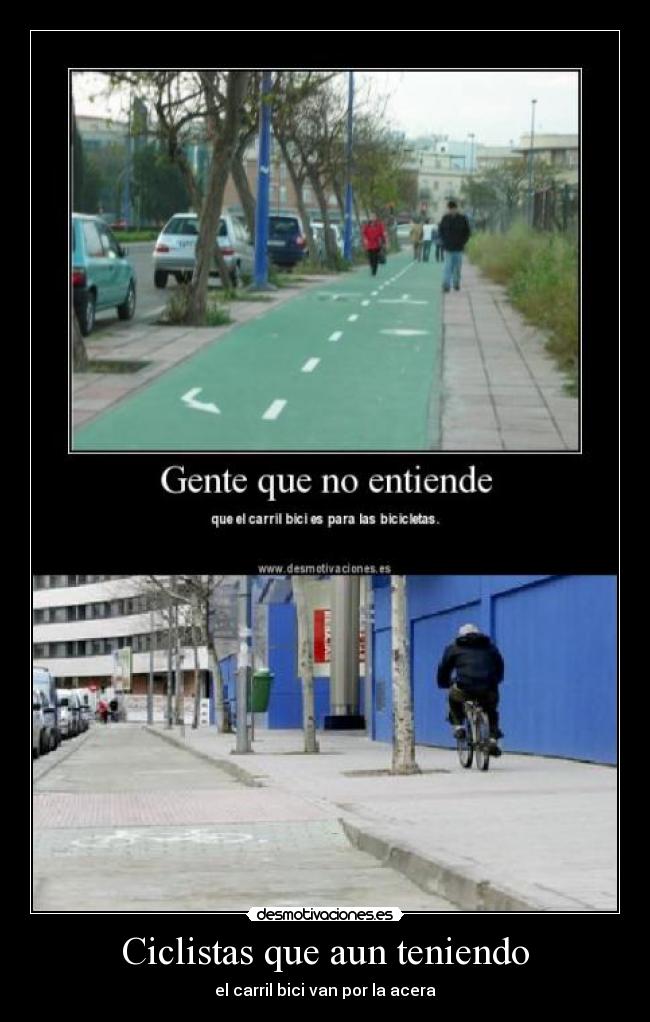 Ciclistas que aun teniendo - el carril bici van por la acera