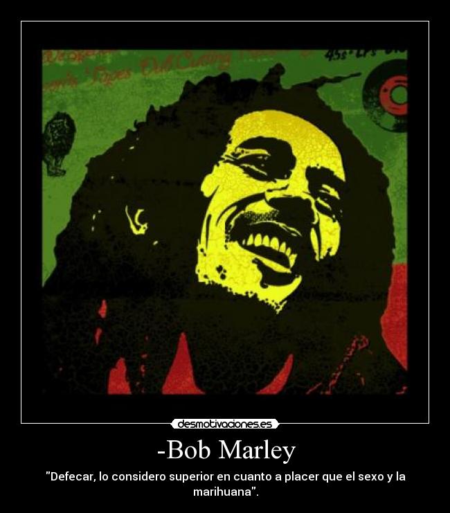 -Bob Marley - Defecar, lo considero superior en cuanto a placer que el sexo y la marihuana.