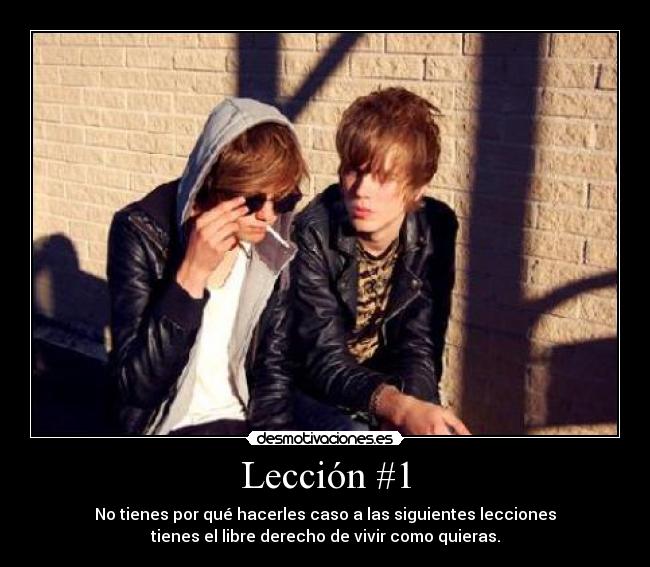 Lección #1 - No tienes por qué hacerles caso a las siguientes lecciones
tienes el libre derecho de vivir como quieras.