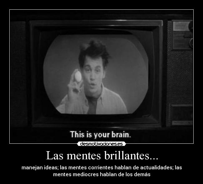 Las mentes brillantes... - manejan ideas; las mentes corrientes hablan de actualidades; las
mentes mediocres hablan de los demás