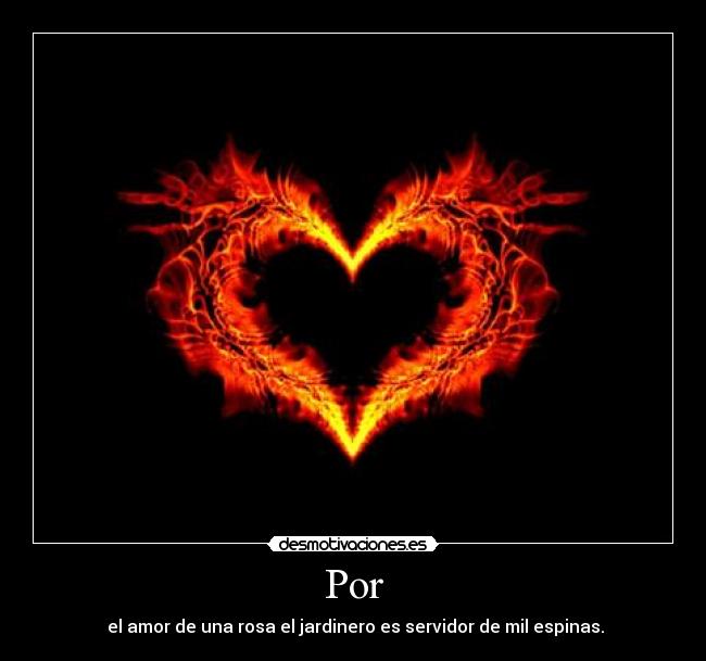 Por -  el amor de una rosa el jardinero es servidor de mil espinas.