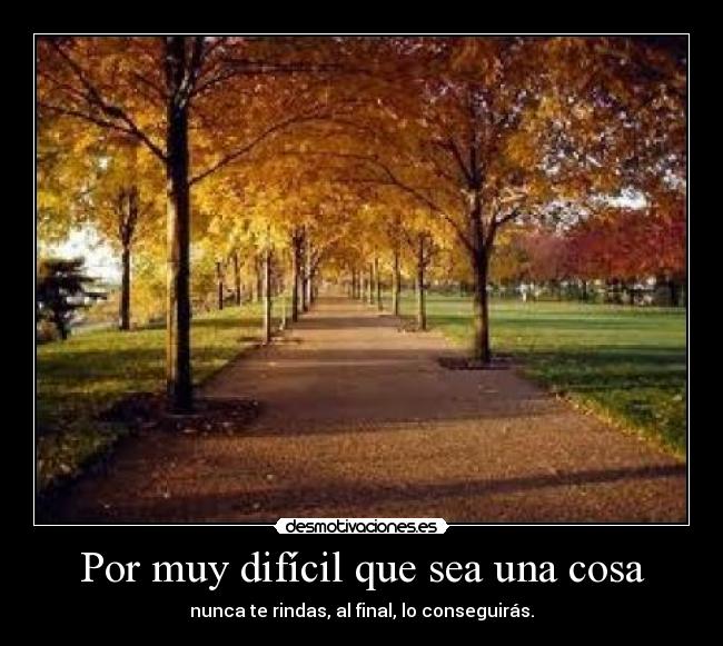 Por muy difícil que sea una cosa - nunca te rindas, al final, lo conseguirás.