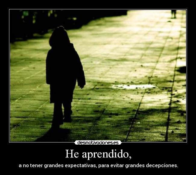 He aprendido, - a no tener grandes expectativas, para evitar grandes decepciones.