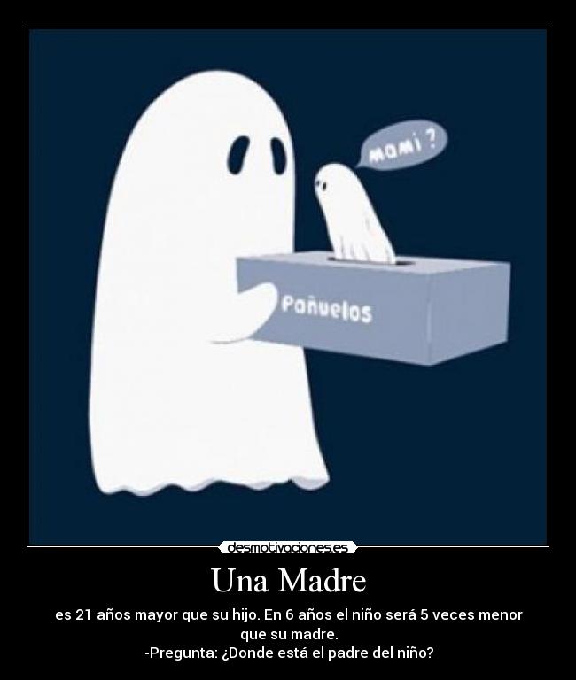 Una Madre - es 21 años mayor que su hijo. En 6 años el niño será 5 veces menor que su madre.
-Pregunta: ¿Donde está el padre del niño?