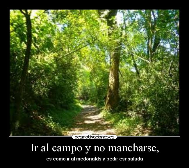 Ir al campo y no mancharse, - es como ir al mcdonalds y pedir esnsalada