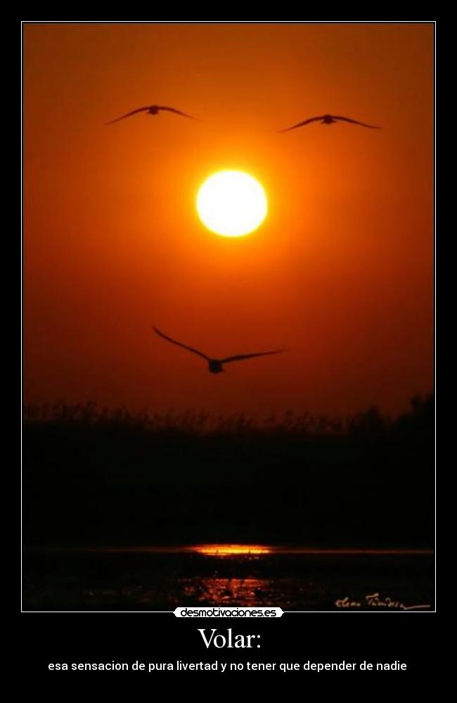Volar: - esa sensacion de pura livertad y no tener que depender de nadie