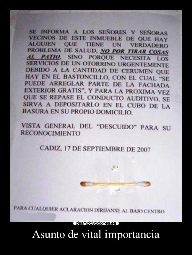 Asunto de vital importancia - 