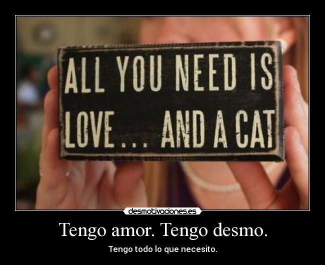 Tengo amor. Tengo desmo. - Tengo todo lo que necesito.
