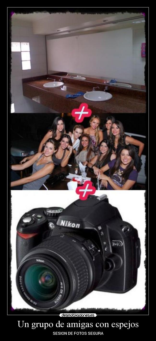 Un grupo de amigas con espejos - SESION DE FOTOS SEGURA