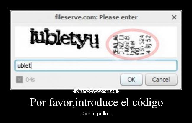 Por favor,introduce el código - 
