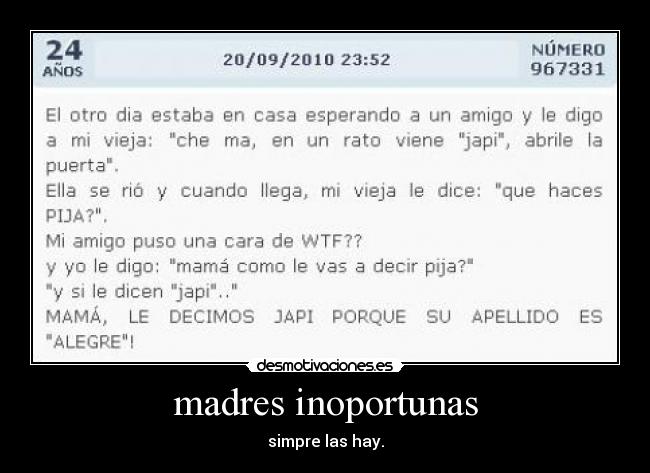 madres inoportunas - simpre las hay.