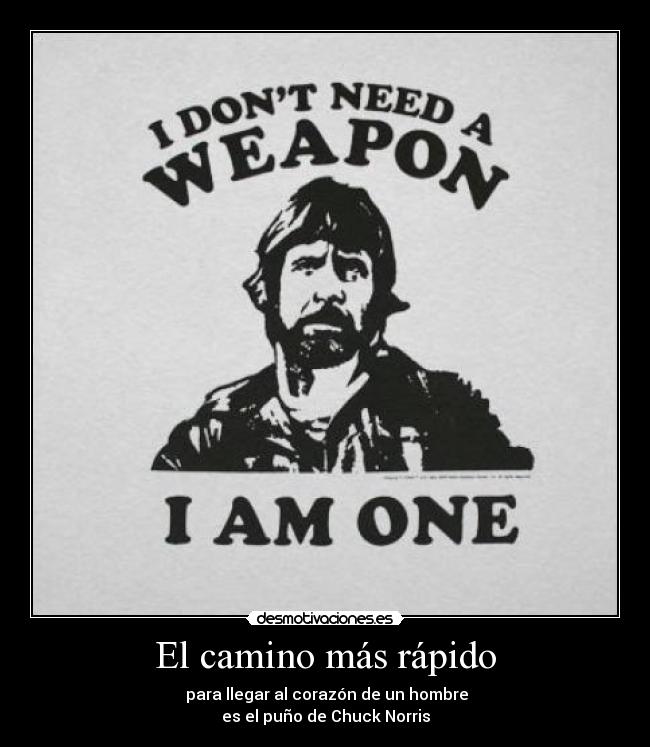 El camino más rápido - para llegar al corazón de un hombre
es el puño de Chuck Norris