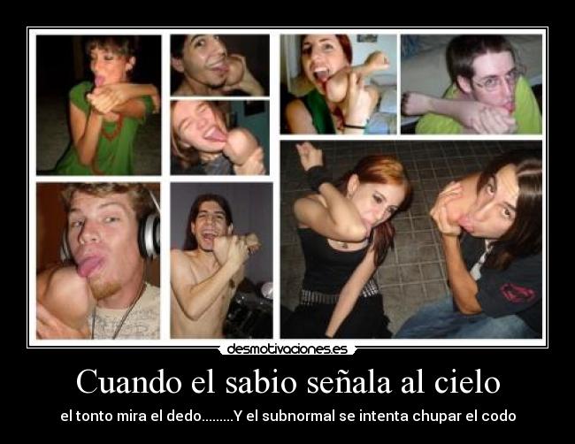 Cuando el sabio señala al cielo - el tonto mira el dedo.........Y el subnormal se intenta chupar el codo