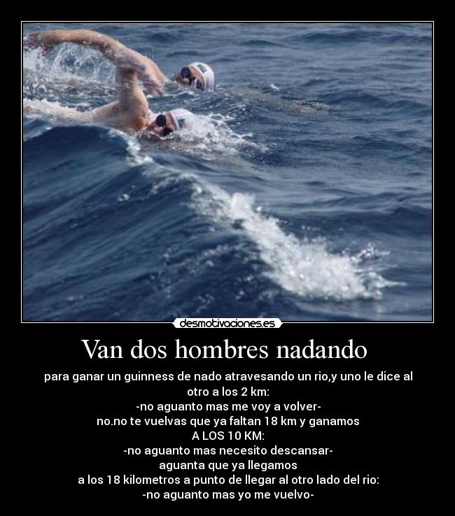 Van dos hombres nadando  - 