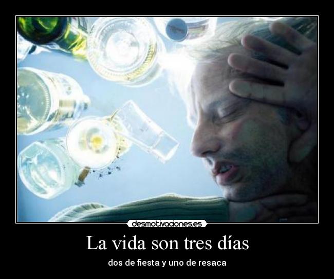 La vida son tres días - dos de fiesta y uno de resaca