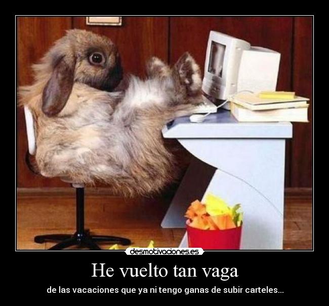 He vuelto tan vaga - de las vacaciones que ya ni tengo ganas de subir carteles...