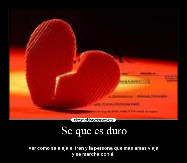 Se que es duro -
ver como se aleja el tren y la persona que mas amas viaja
y se marcha con él.