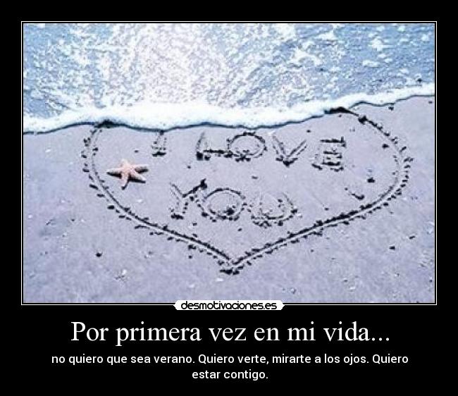Por primera vez en mi vida... - no quiero que sea verano. Quiero verte, mirarte a los ojos. Quiero estar contigo.