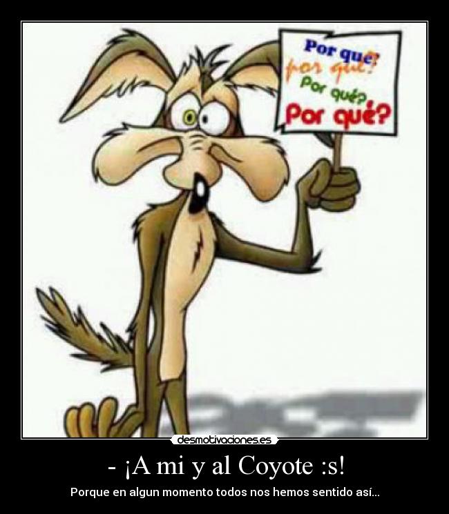 - ¡A mi y al Coyote :s! - Porque en algun momento todos nos hemos sentido así...