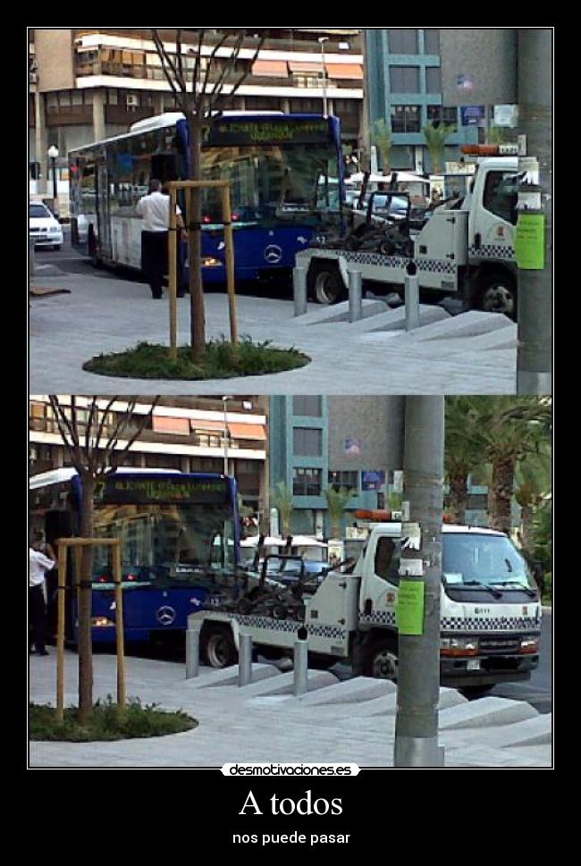 carteles los autobuses estan salvo grua desmotivaciones