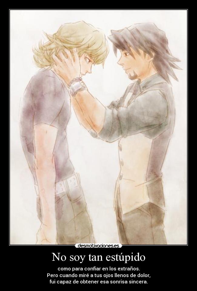 carteles estupido ojos dolor mire obtener sonrisa sincera dani tiger bunny yaoi desmotivaciones