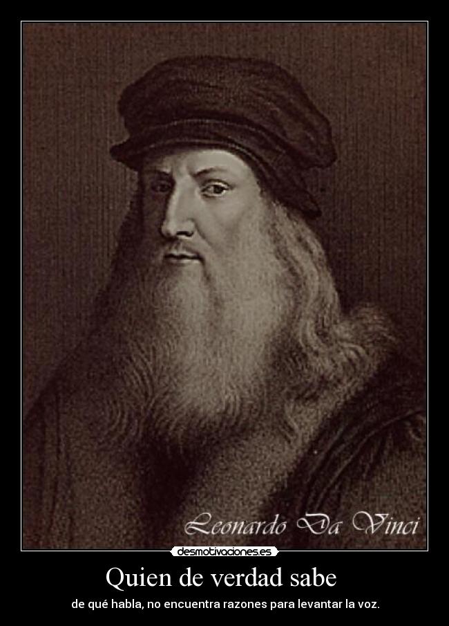 carteles leonardo da vinci quien de verdad sabe hable razones levantar voz desmotivaciones