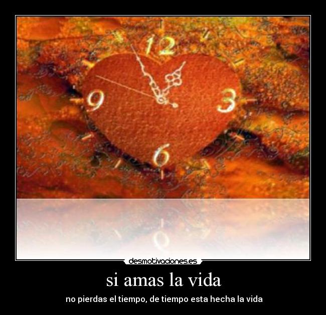 si amas la vida - no pierdas el tiempo, de tiempo esta hecha la vida