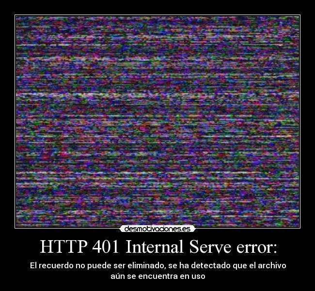 HTTP 401 Internal Serve error: - El recuerdo no puede ser eliminado, se ha detectado que el archivo
aún se encuentra en uso