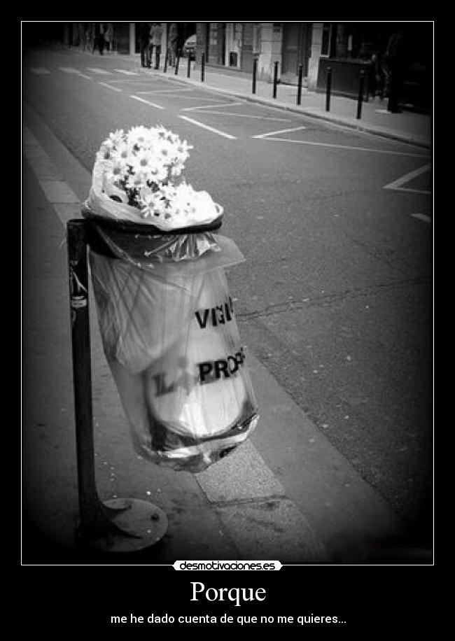 Porque - me he dado cuenta de que no me quieres...