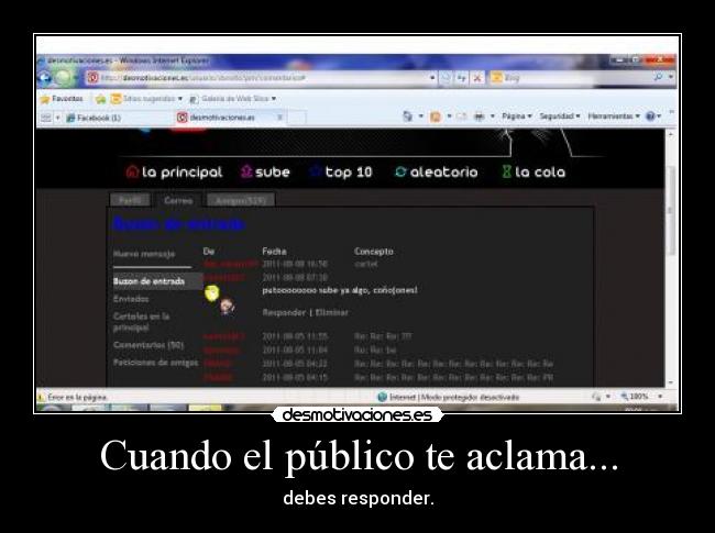 Cuando el público te aclama... - debes responder.
