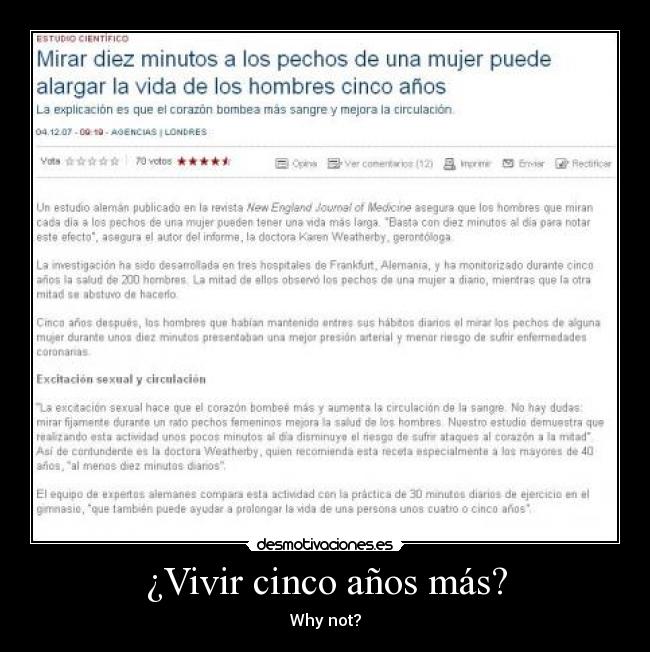 ¿Vivir cinco años más? -