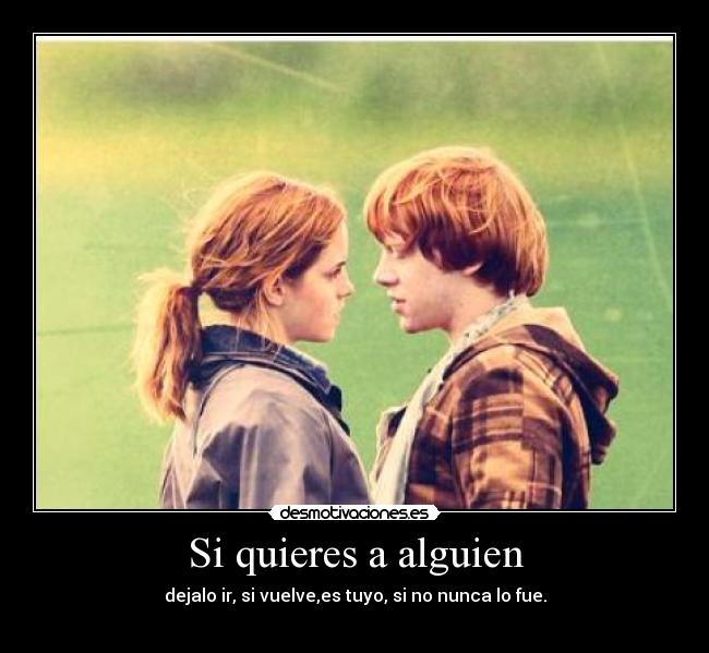 Si quieres a alguien - dejalo ir, si vuelve,es tuyo, si no nunca lo fue.