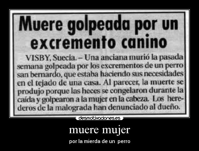 muere mujer - por la mierda de un  perro