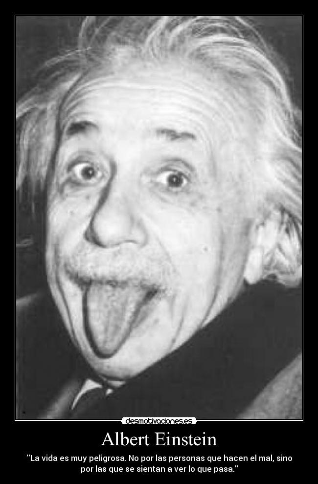 Albert Einstein - La vida es muy peligrosa. No por las personas que hacen el mal, sino
por las que se sientan a ver lo que pasa.