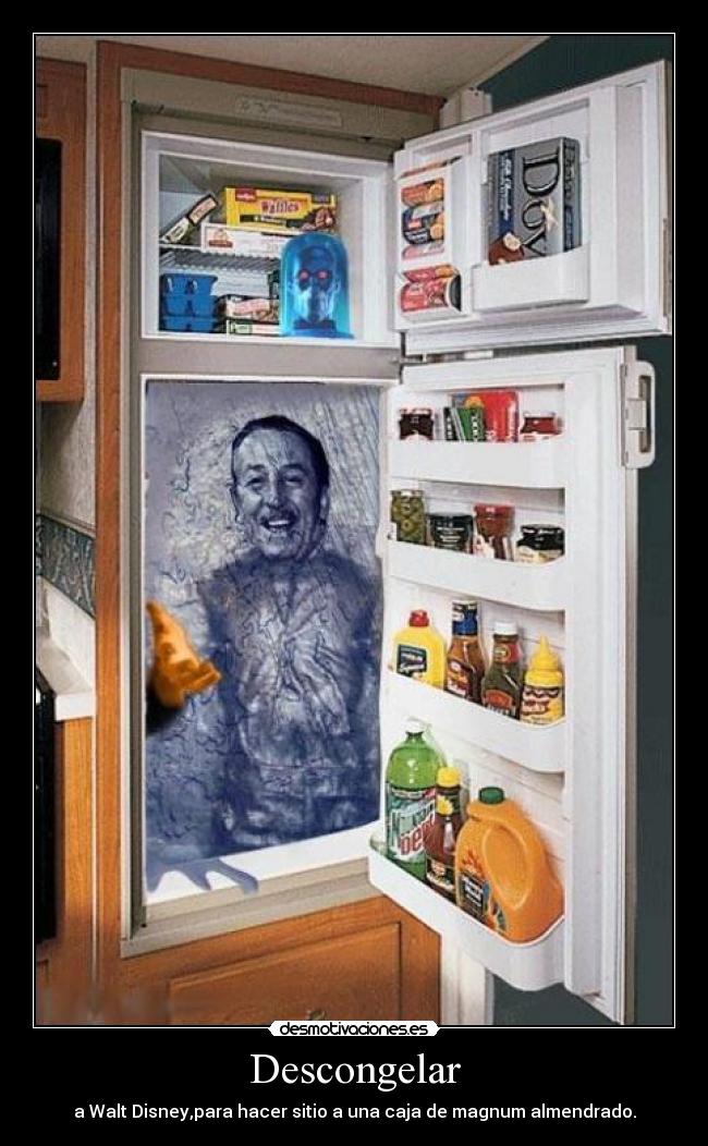 Descongelar - a Walt Disney,para hacer sitio a una caja de magnum almendrado.