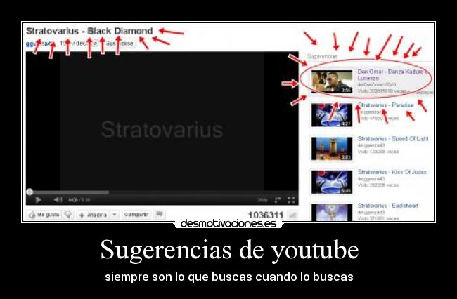 Sugerencias de youtube - siempre son lo que buscas cuando lo buscas