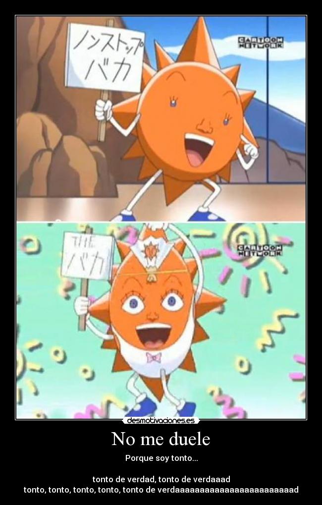 No me duele - Porque soy tonto...

tonto de verdad, tonto de verdaaad
tonto, tonto, tonto, tonto, tonto de verdaaaaaaaaaaaaaaaaaaaaaaaad