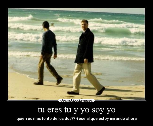 tu eres tu y yo soy yo - quien es mas tonto de los dos?? +ese al que estoy mirando ahora