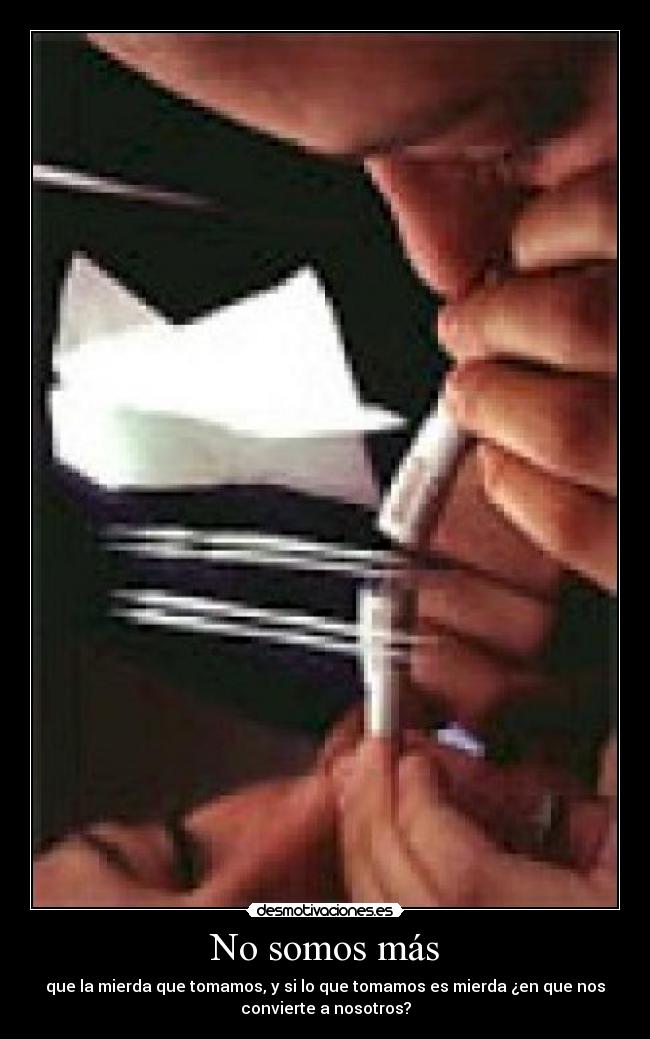 No somos más - que la mierda que tomamos, y si lo que tomamos es mierda ¿en que nos
convierte a nosotros?