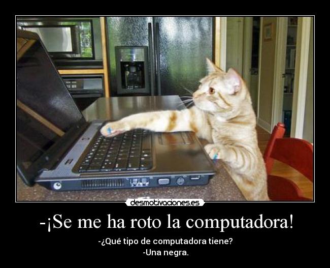 -¡Se me ha roto la computadora! - -¿Qué tipo de computadora tiene?
-Una negra.