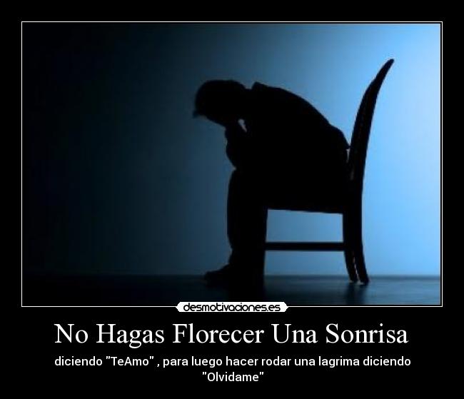 No Hagas Florecer Una Sonrisa - diciendo TeAmo , para luego hacer rodar una lagrima diciendo Olvidame