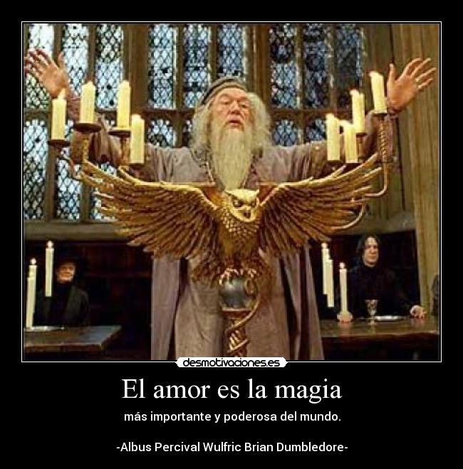 El amor es la magia - más importante y poderosa del mundo.
-Albus Percival Wulfric Brian Dumbledore-