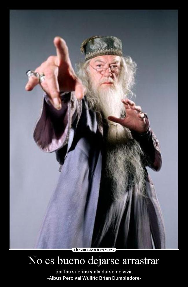 No es bueno dejarse arrastrar - por los sueños y olvidarse de vivir.
-Albus Percival Wulfric Brian Dumbledore-