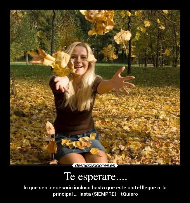 Te esperare.... - lo que sea  necesario incluso hasta que este cartel llegue a  la
principal ...Hasta (SIEMPRE).   tQuiero