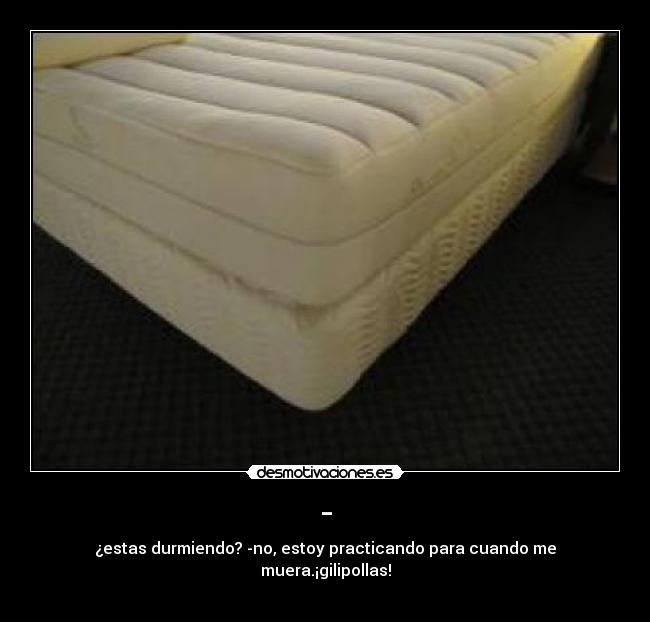 - - ¿estas durmiendo? -no, estoy practicando para cuando me muera.¡gilipollas!