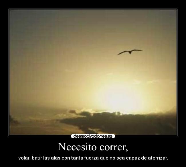 Necesito correr, - volar, batir las alas con tanta fuerza que no sea capaz de aterrizar.