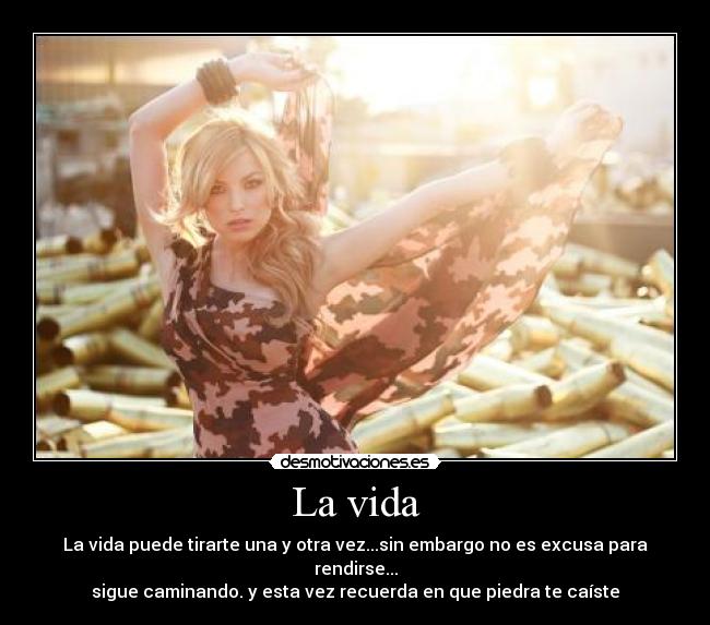 La vida - La vida puede tirarte una y otra vez...sin embargo no es excusa para rendirse...
sigue caminando. y esta vez recuerda en que piedra te caíste