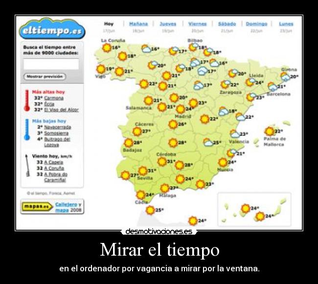 Mirar el tiempo - en el ordenador por vagancia a mirar por la ventana.