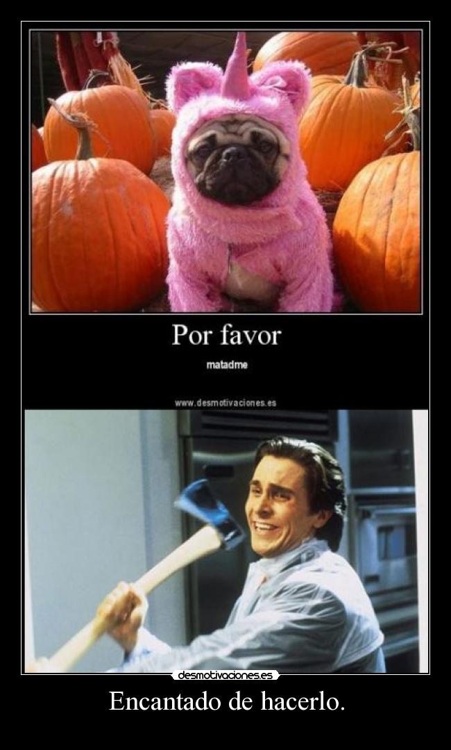 carteles american psycho perro unicornio rosa desmotivaciones