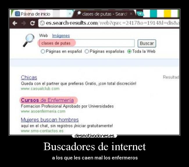 Buscadores de internet - a los que les caen mal los enfermeros